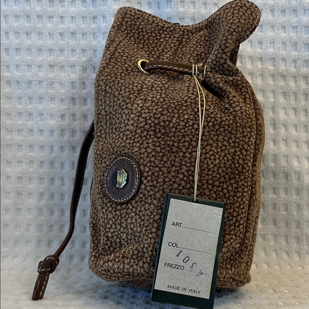 Bettina Brown Textured Drawstring Bag - Picture 6 of 10